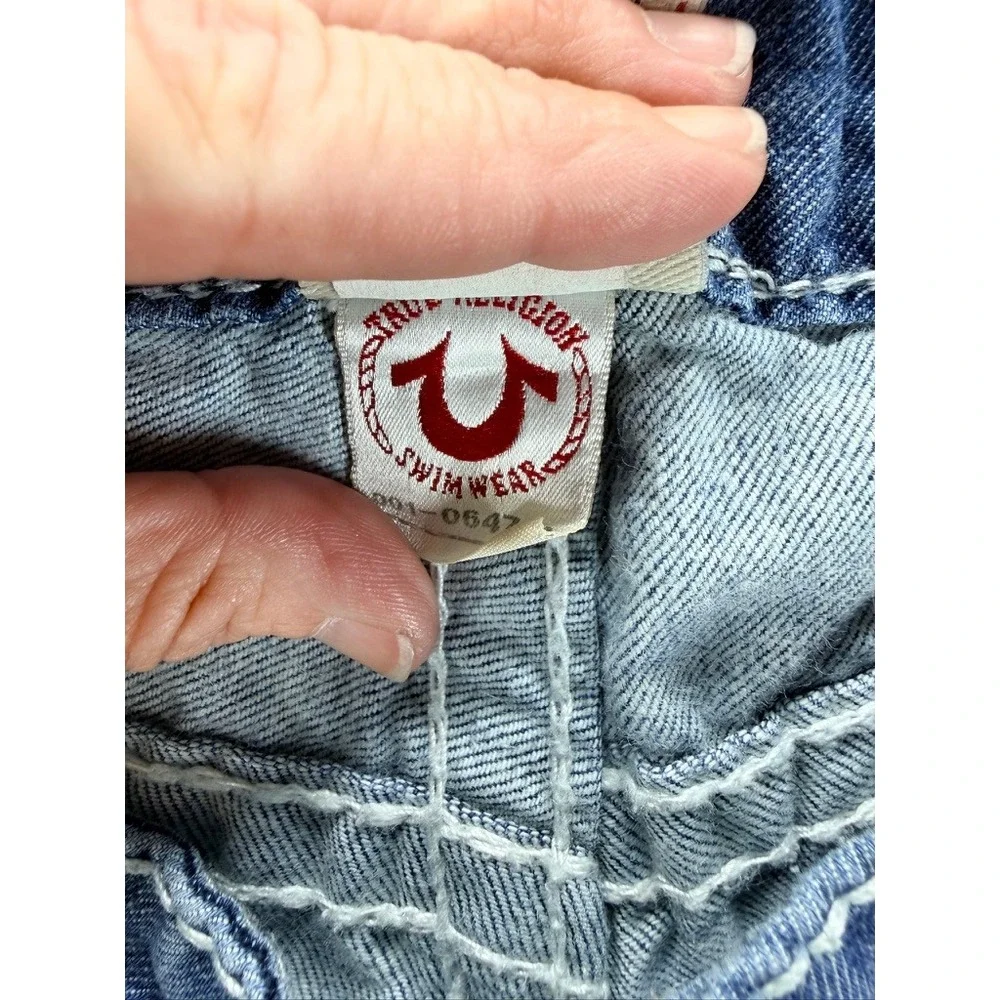True Religion Surf Denim Distressed Shorts Men's Size 40 Y2K